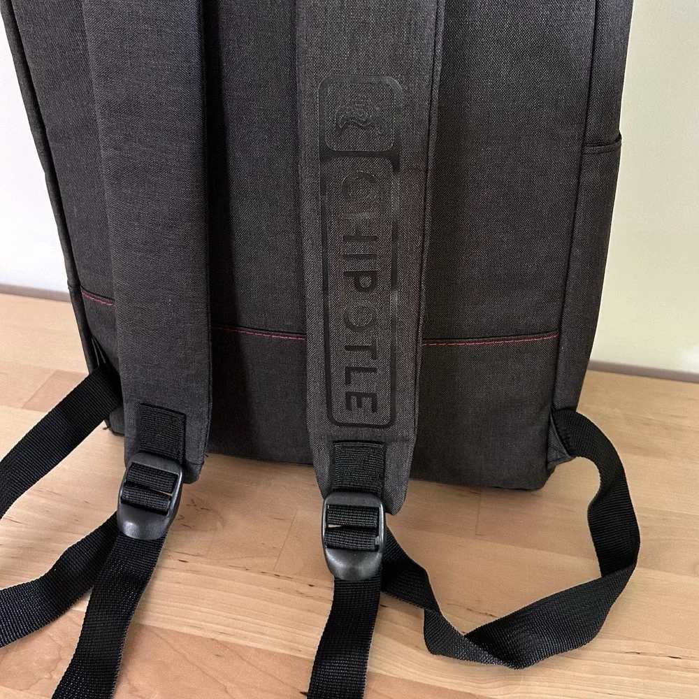Chipotle RollTop Backpack Gray Ltd Ed Employee Gift SpellOut Fastfood Streetwear